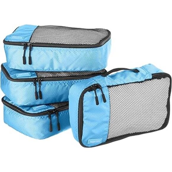 4 Piece Packing Travel Organizer Zipper Cubes Set, Small, Sky Blue - Picture 8 of 8